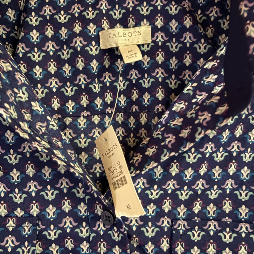 Blue Patterned Button-Up Shirt - Picture 3 of 3